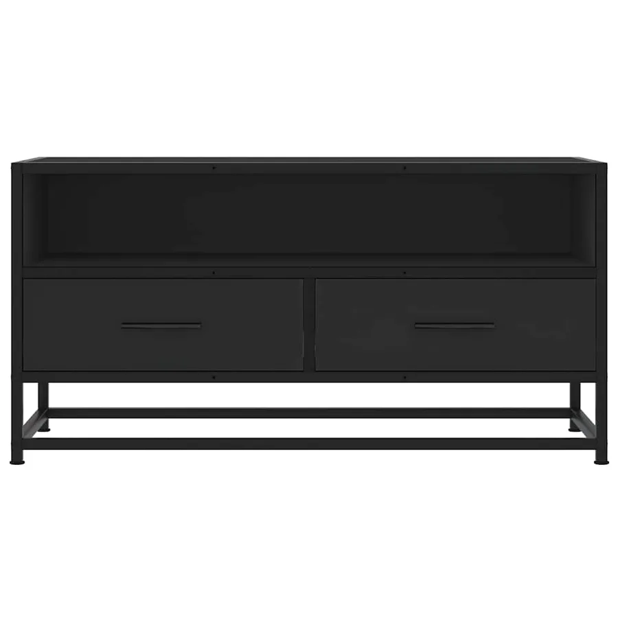 Meuble TV noir 80x34,5x40 cm bois d'ingénierie et métal - 4