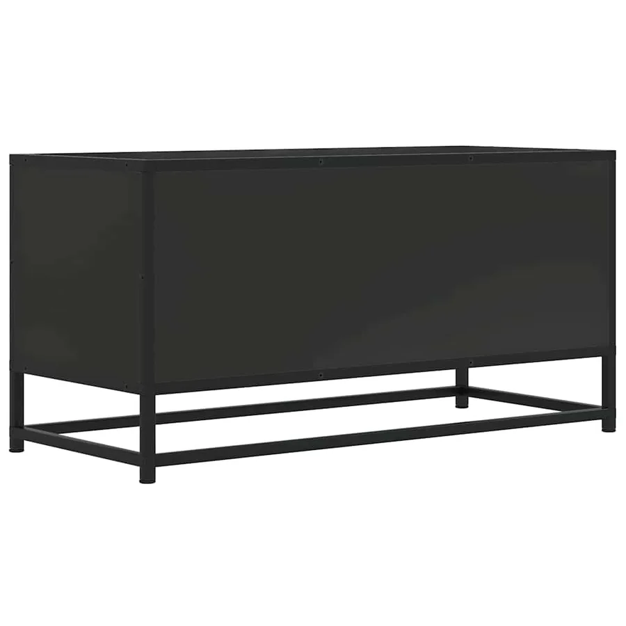 Meuble TV noir 80x34,5x40 cm bois d'ingénierie et métal - 6