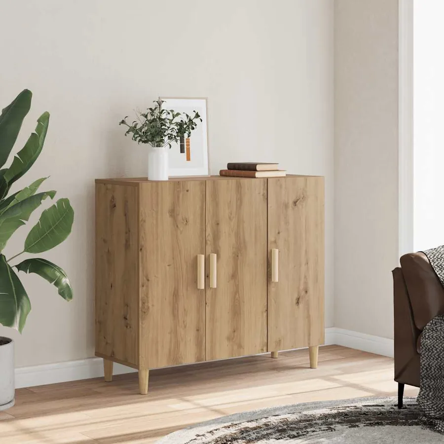 Buffet chêne artisanal 90x34x80 cm bois d'ingénierie