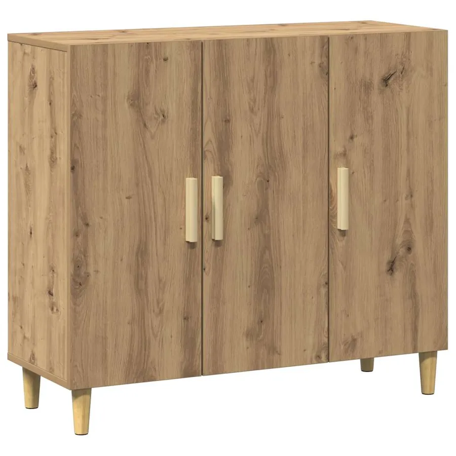 Buffet chêne artisanal 90x34x80 cm bois d'ingénierie - 2