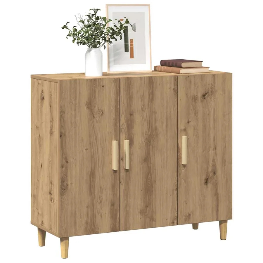 Buffet chêne artisanal 90x34x80 cm bois d'ingénierie - 3