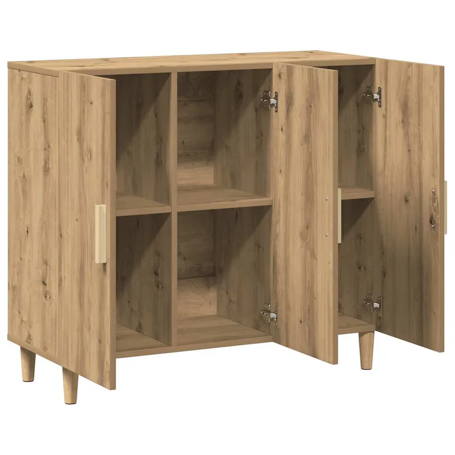Buffet chêne artisanal 90x34x80 cm bois d'ingénierie - 4