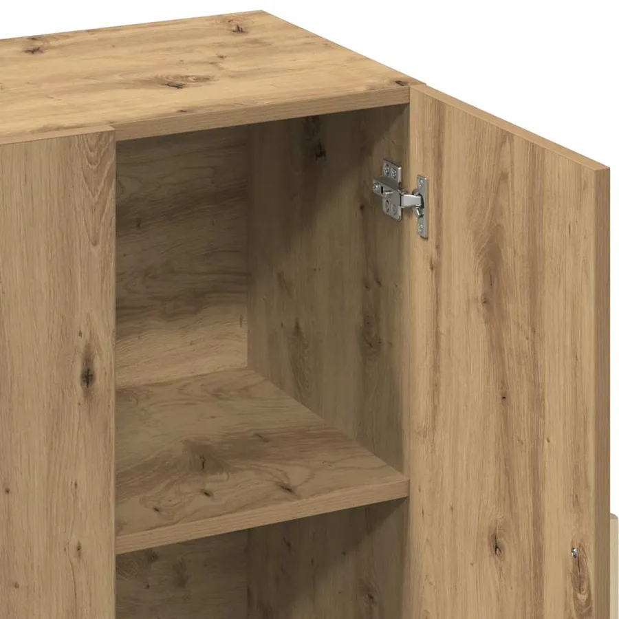 Buffet chêne artisanal 90x34x80 cm bois d'ingénierie - 8