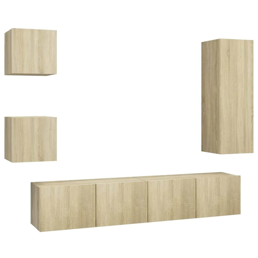 Ensemble de meuble TV 5 pcs Chêne sonoma Bois d'ingénierie - 2