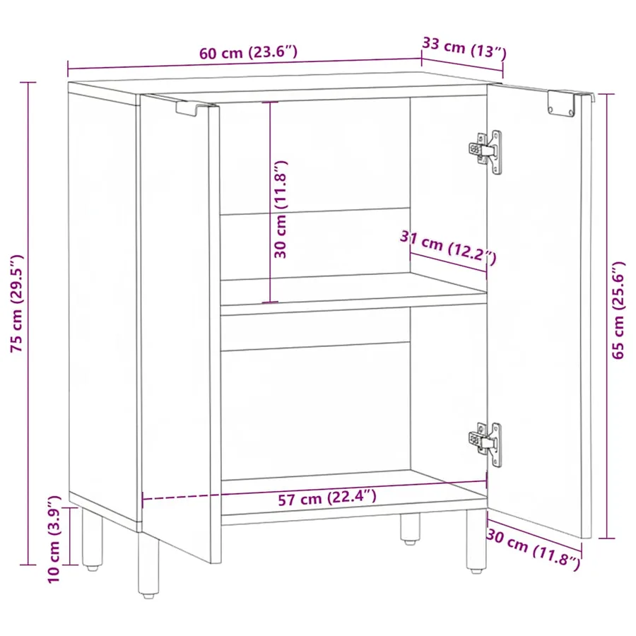 Buffet noir 60x33x75 cm bois d'ingénierie - 11
