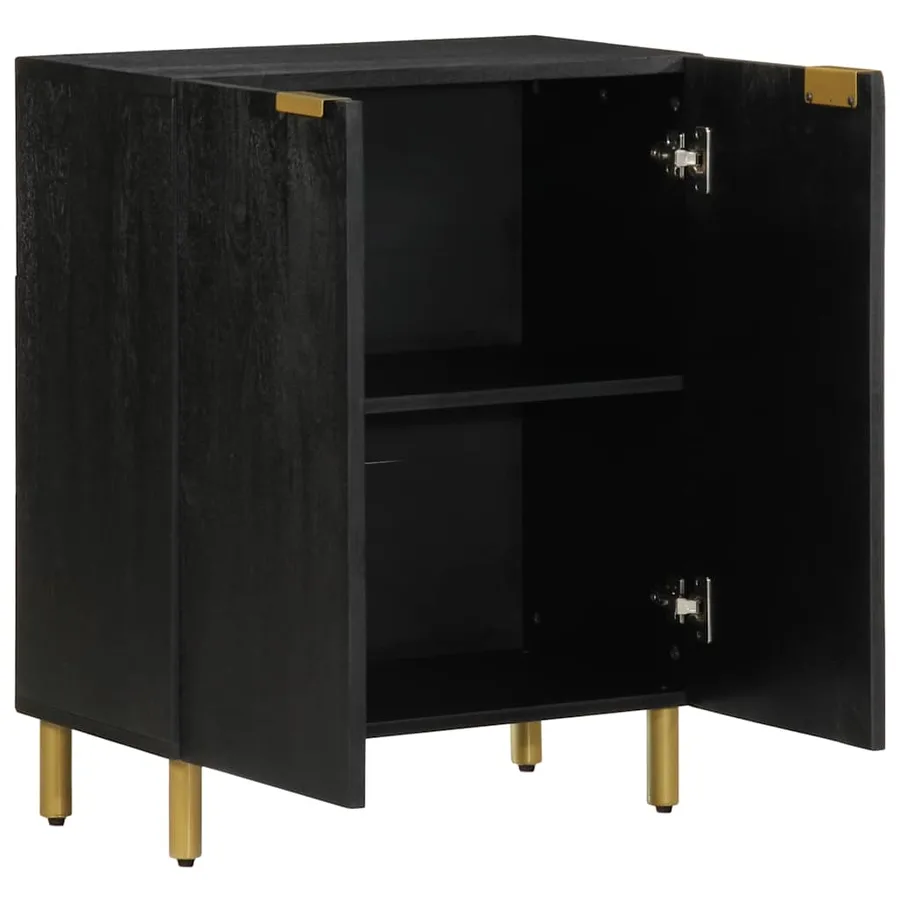 Buffet noir 60x33x75 cm bois d'ingénierie - 2