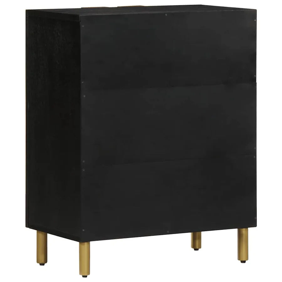 Buffet noir 60x33x75 cm bois d'ingénierie - 5
