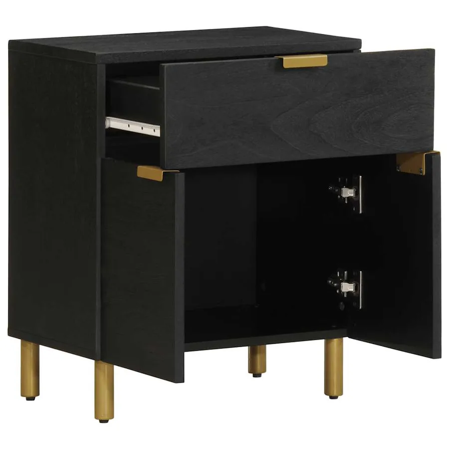 Table de chevet noir 50x33x60 cm bois d'ingénierie - 2