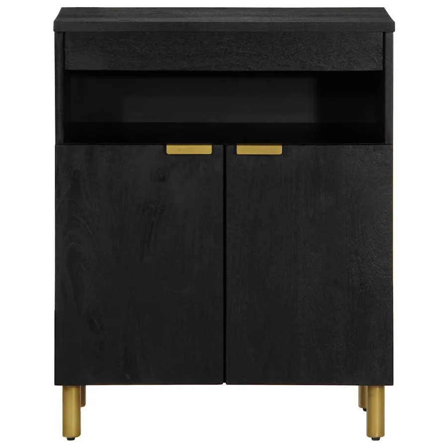 Buffet noir 60x33x75 cm bois d'ingénierie - 3