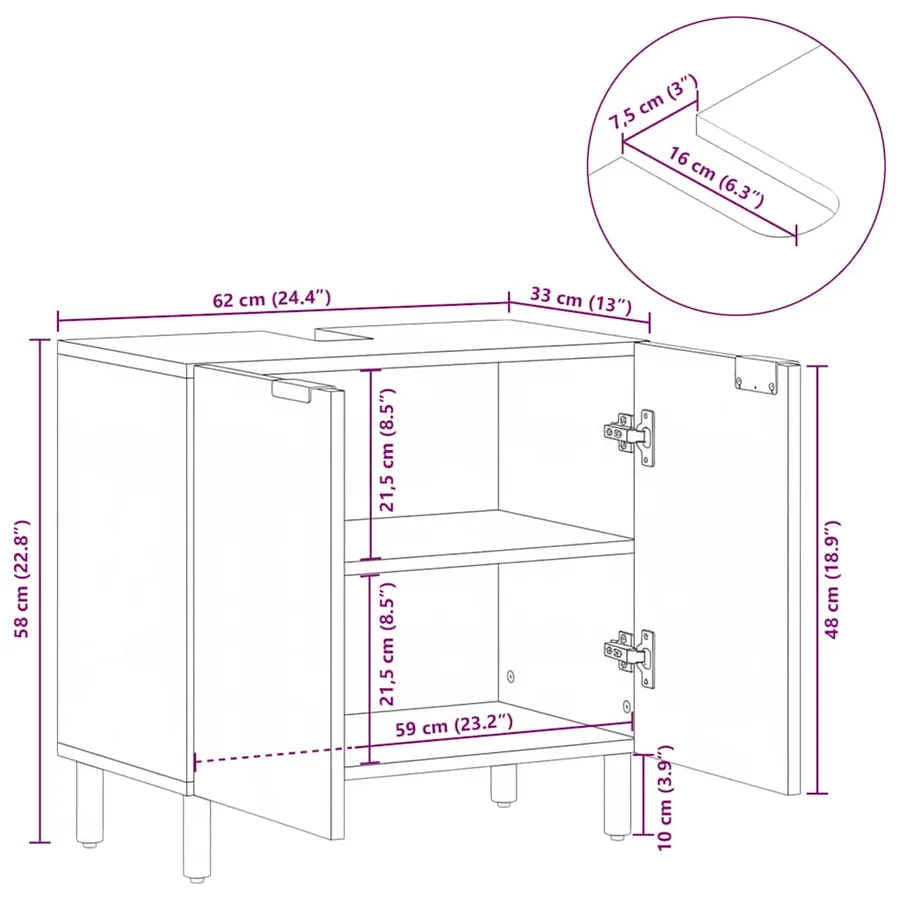 Armoire lavabo de salle de bain noir bois d'ingénierie - 11