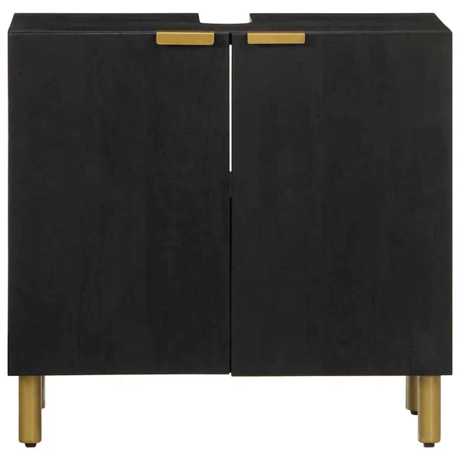 Armoire lavabo de salle de bain noir bois d'ingénierie - 3