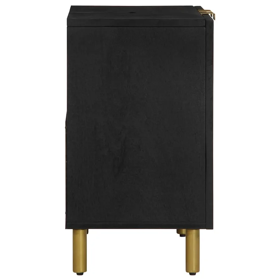 Armoire lavabo de salle de bain noir bois d'ingénierie - 4