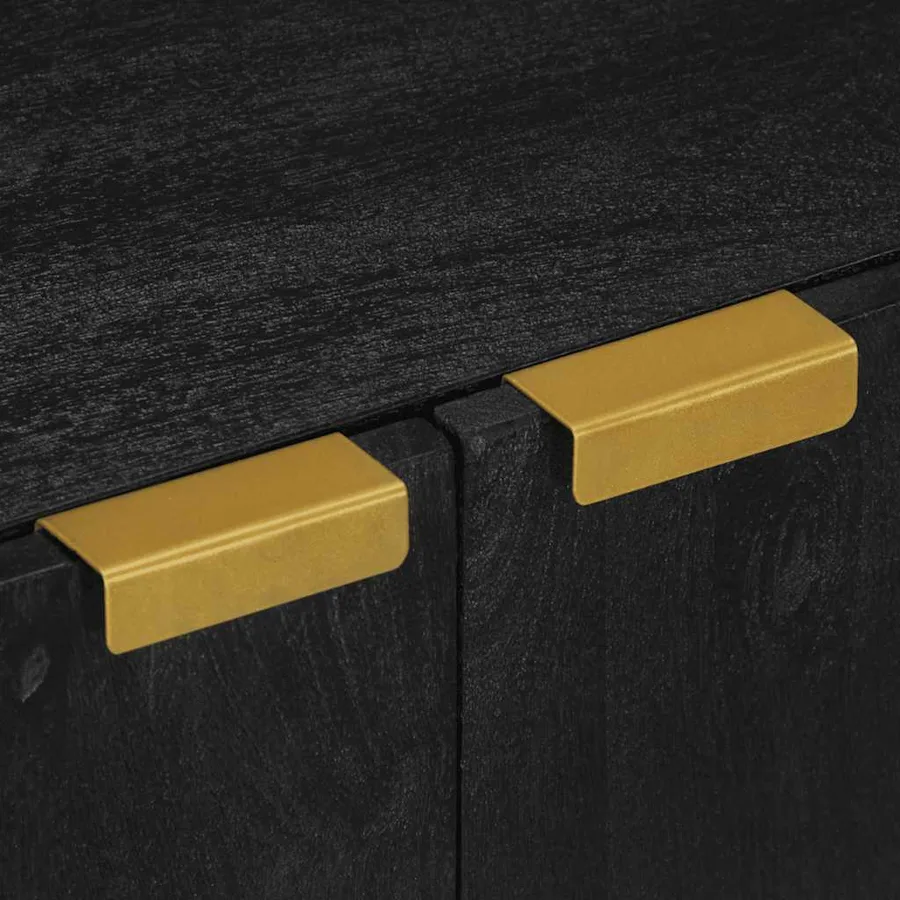 Armoire lavabo de salle de bain noir bois d'ingénierie - 7