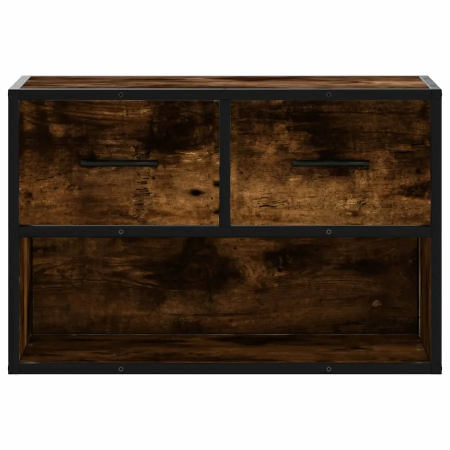 Meuble TV chêne fumé 60x31x39,5 cm bois d'ingénierie et métal - 4