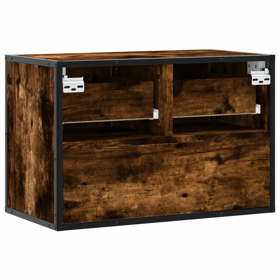 Meuble TV chêne fumé 60x31x39,5 cm bois d'ingénierie et métal - 6