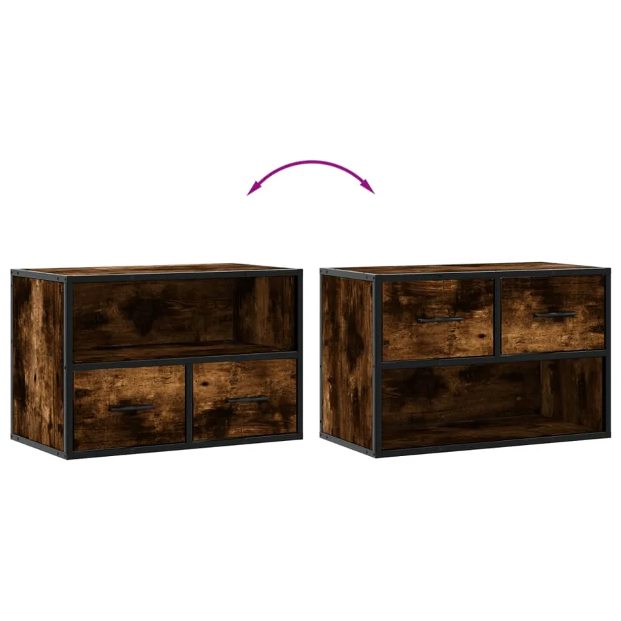 Meuble TV chêne fumé 60x31x39,5 cm bois d'ingénierie et métal - 7