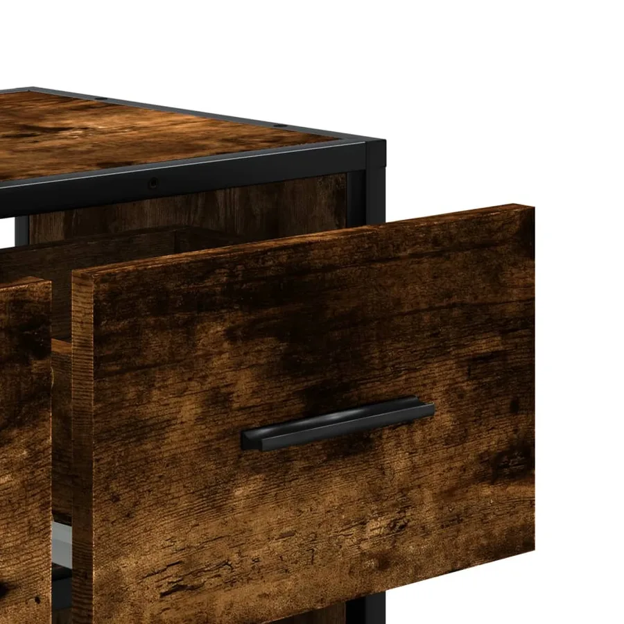 Meuble TV chêne fumé 60x31x39,5 cm bois d'ingénierie et métal - 8