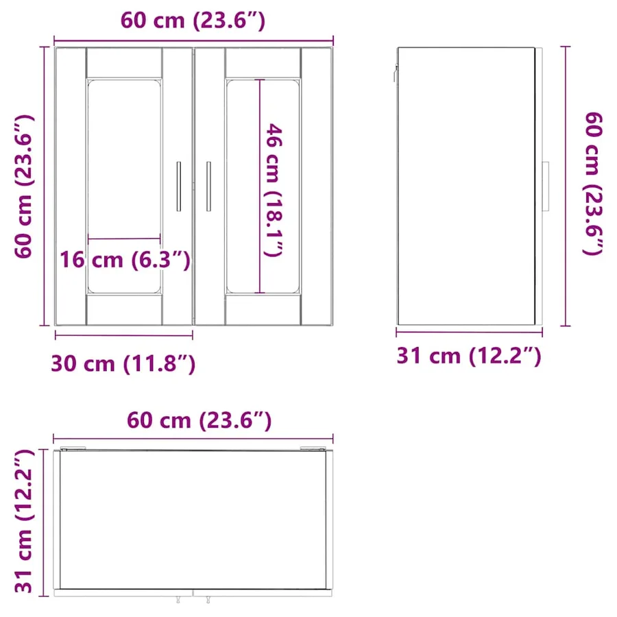 Armoire murale de cuisine avec porte en verre Porto sonoma gris - 11