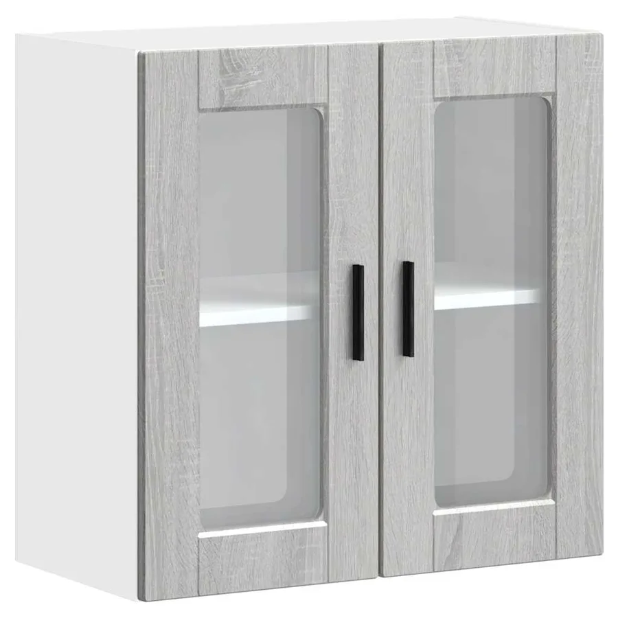 Armoire murale de cuisine avec porte en verre Porto sonoma gris - 2
