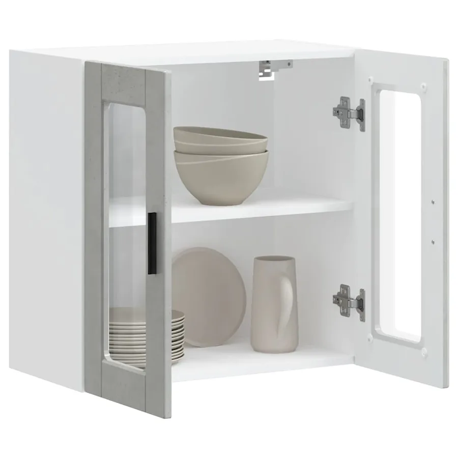 Armoire murale de cuisine avec porte en verre Porto gris béton - 3