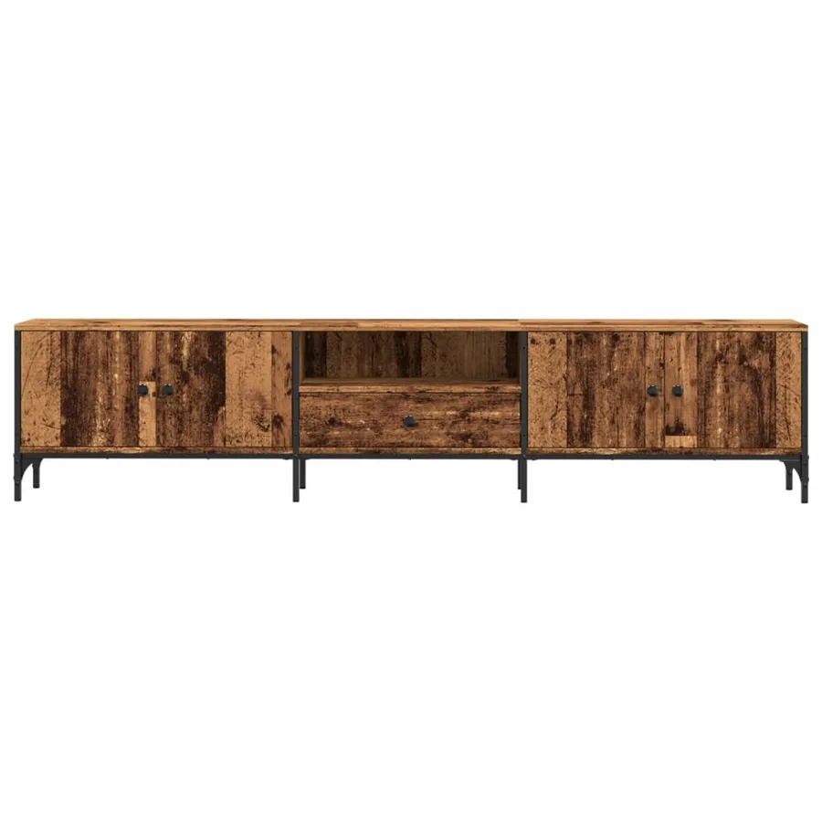 Meuble TV avec tiroir vieux bois 200x25x44 cm bois d'ingénierie - 4