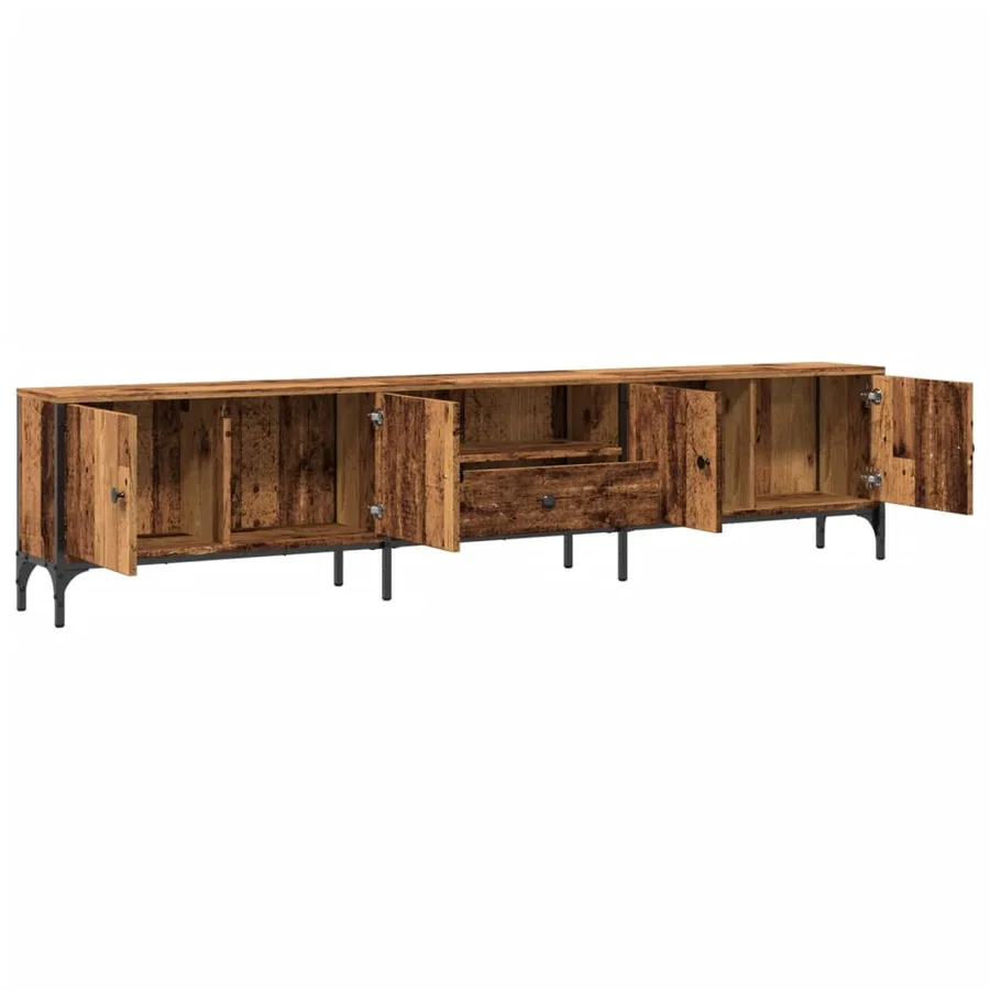 Meuble TV avec tiroir vieux bois 200x25x44 cm bois d'ingénierie - 5