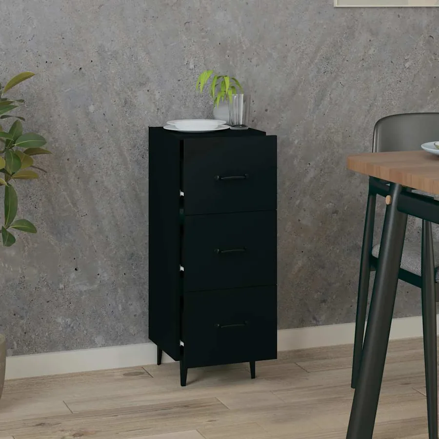 Buffet Noir 34,5x34x90 cm Bois d'ingénierie - 3
