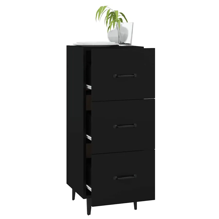 Buffet Noir 34,5x34x90 cm Bois d'ingénierie - 4