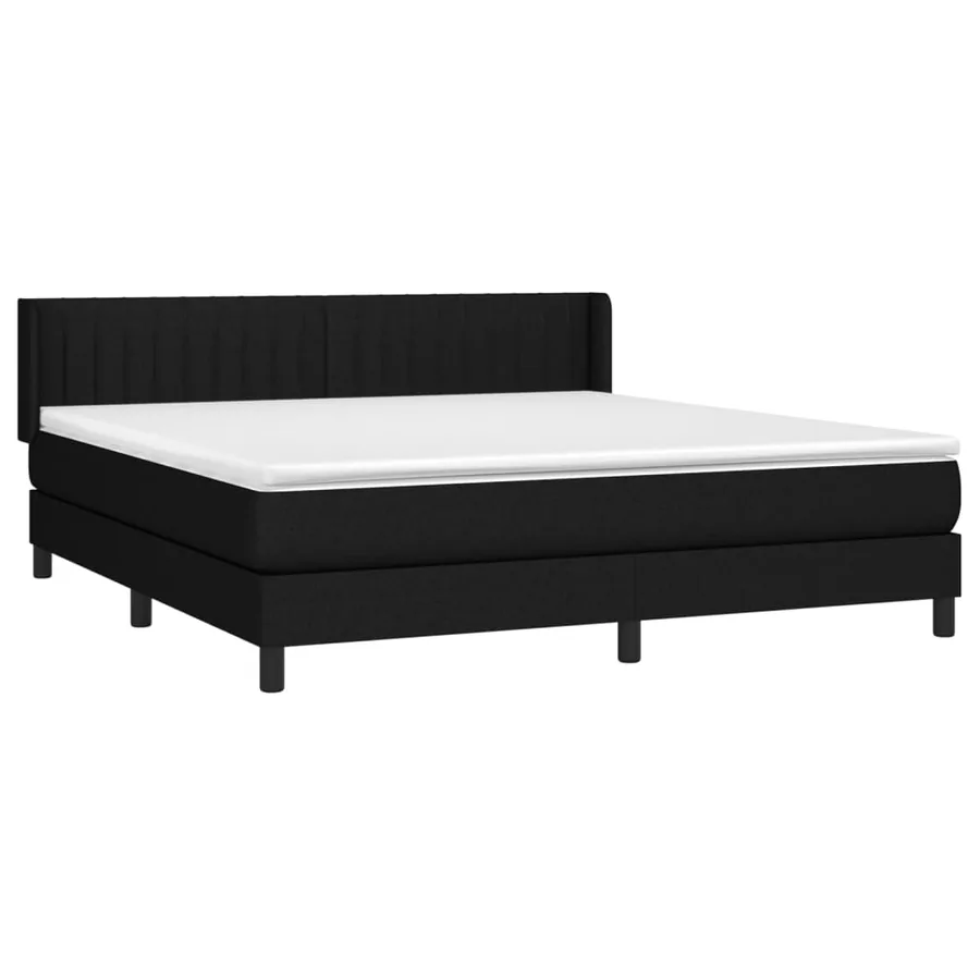 Sommier à lattes de lit avec matelas Noir 160x200 cm Tissu - 3