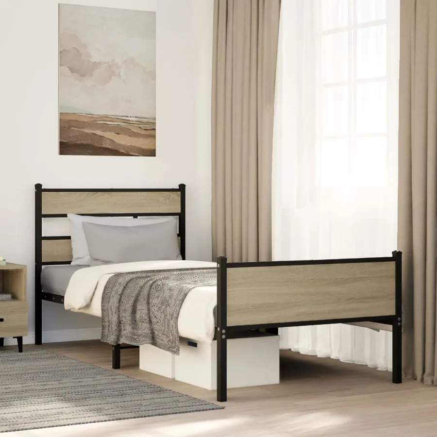 Cadre de lit sans matelas chêne sonoma 107x200 cm