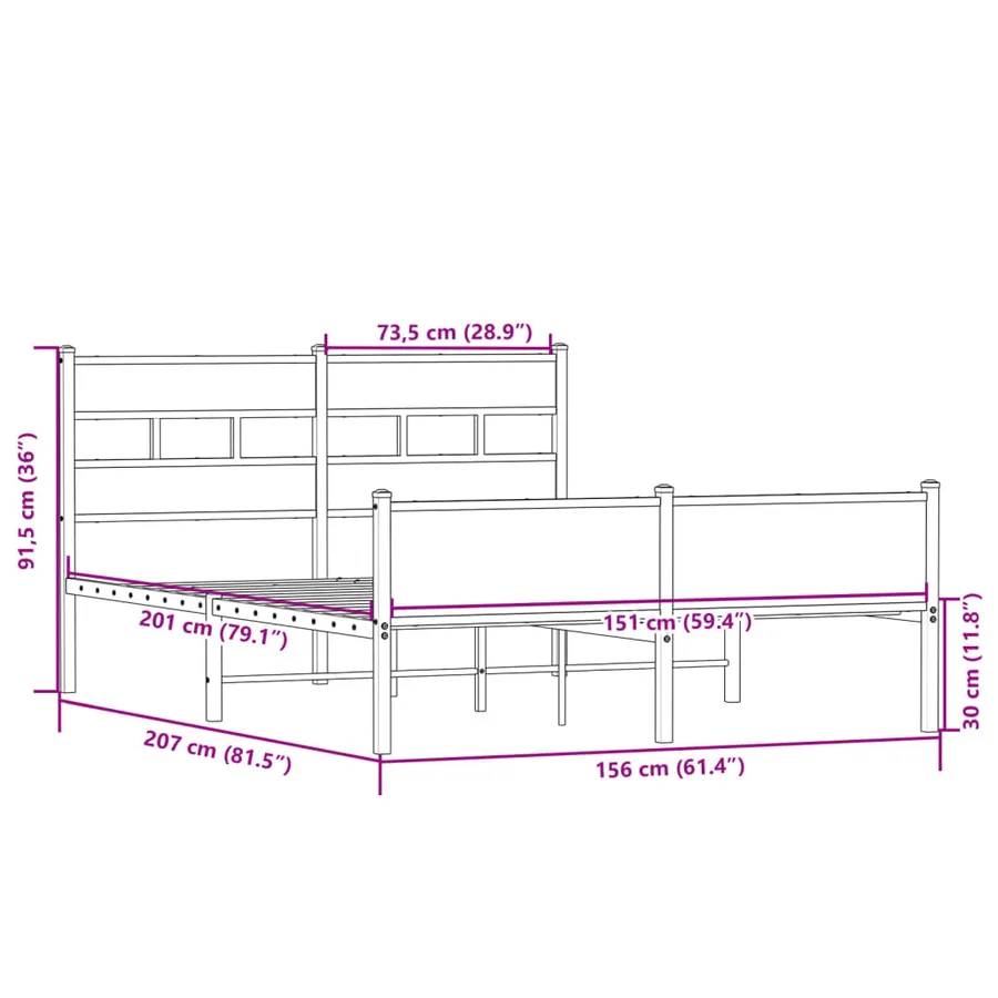 Cadre de lit sans matelas chêne sonoma 150x200 cm - 9