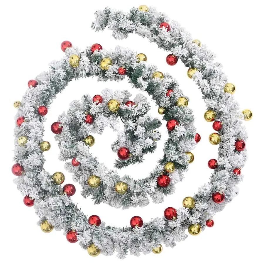 Guirlande de Noël avec boules et lumières LED vert 20 m PVC - 2