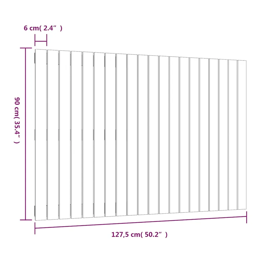 Tête de lit murale Noir 127,5x3x90 cm Bois massif de pin - 8