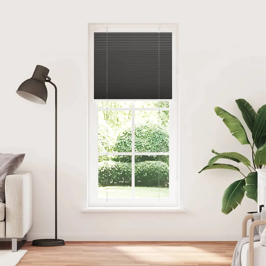 Store plissé noir 90x200 cm largeur du tissu 89,4 cm polyester - 2