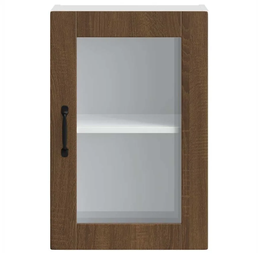 Armoire murale de cuisine et porte en verre Porto chêne marron - 6