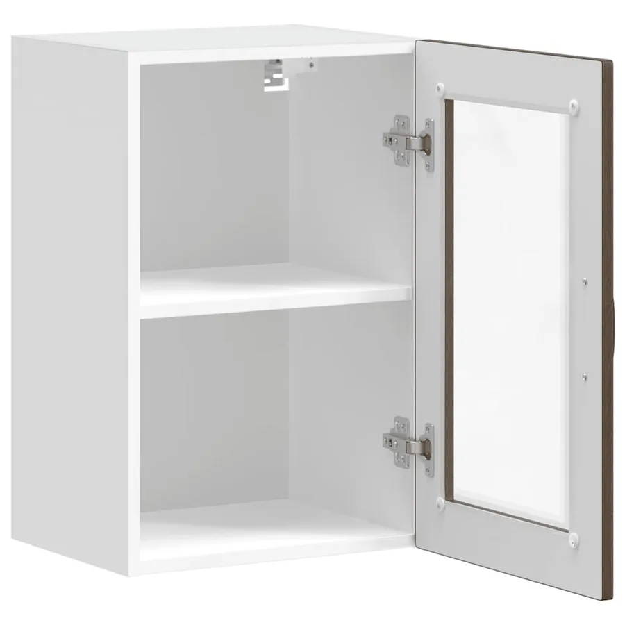 Armoire murale de cuisine et porte en verre Porto chêne marron - 7