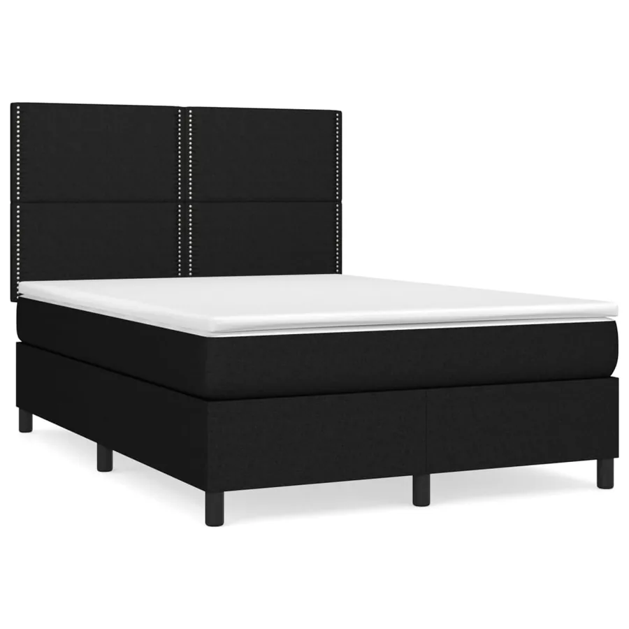 Sommier à lattes de lit avec matelas Noir 140x190 cm Tissu - 2