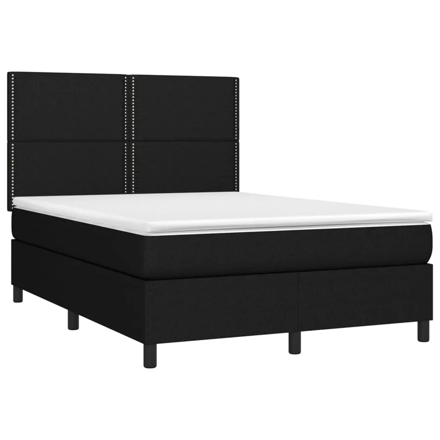 Sommier à lattes de lit avec matelas Noir 140x190 cm Tissu - 3
