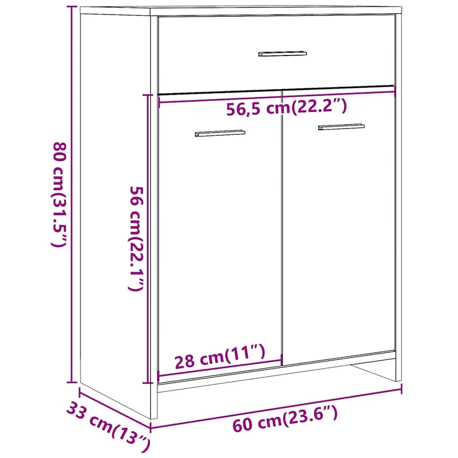 Armoire de salle de bain Gris béton 60x33x80 cm Aggloméré - 11
