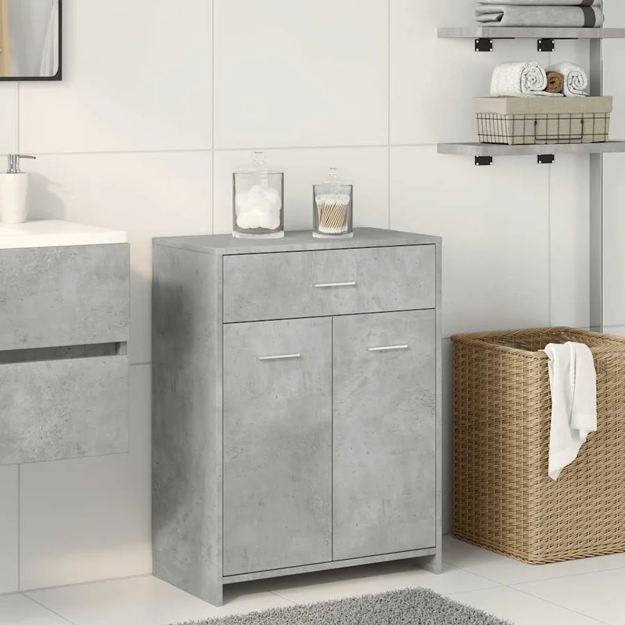 Armoire de salle de bain Gris béton 60x33x80 cm Aggloméré - 3