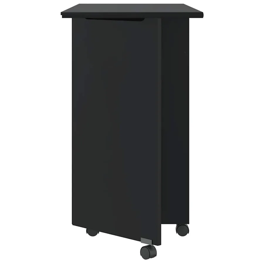 Armoire roulante avec bureau MOSS noir bois de pin solide - 4