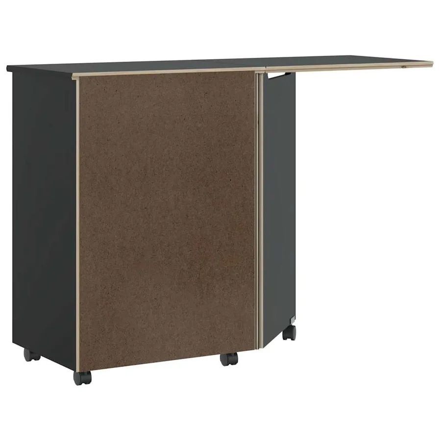Armoire roulante avec bureau MOSS noir bois de pin solide - 5