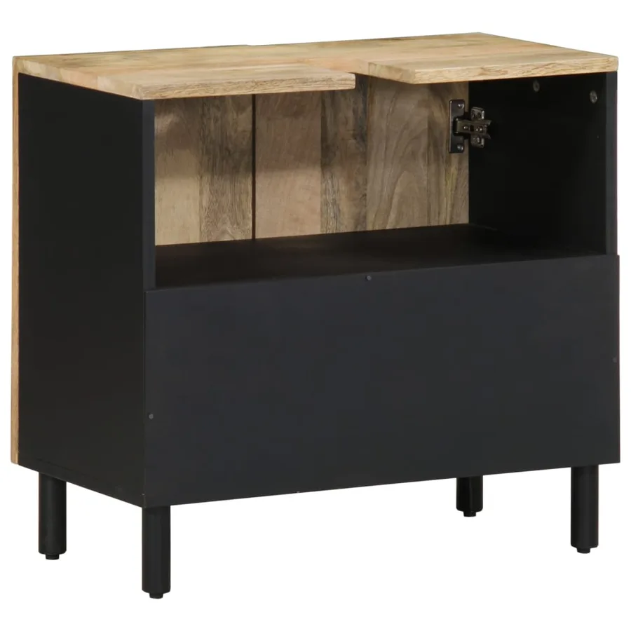 Armoire lavabo de salle de bain noir bois massif de manguier - 5
