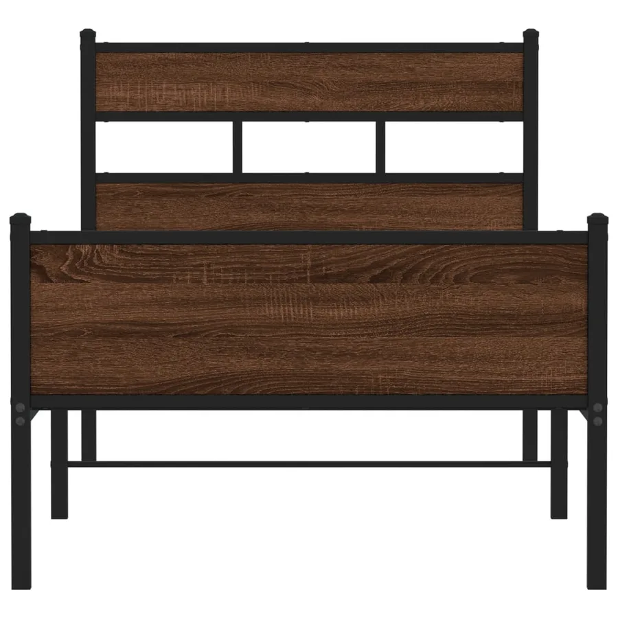 Cadre de lit sans matelas chêne marron 75x190cm bois ingénierie - 4