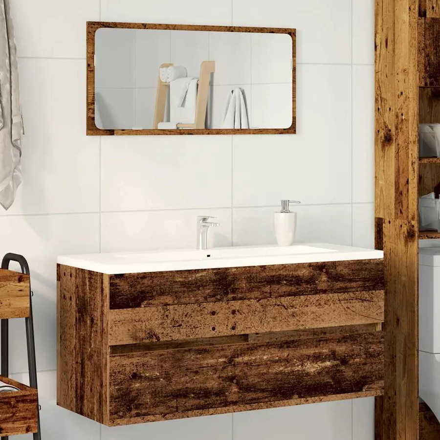 Armoire lavabo vieux bois 100x38,5x45 cm bois d'ingénierie - 3