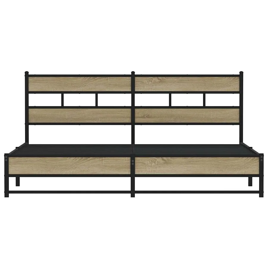Cadre de lit en métal sans matelas chêne sonoma 193x203 cm - 4