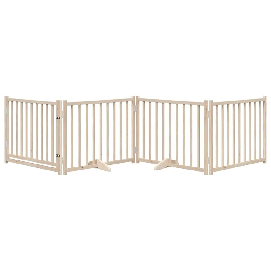 Barrière pour chiens avec porte 4 panneaux bois de sapin massif - 3