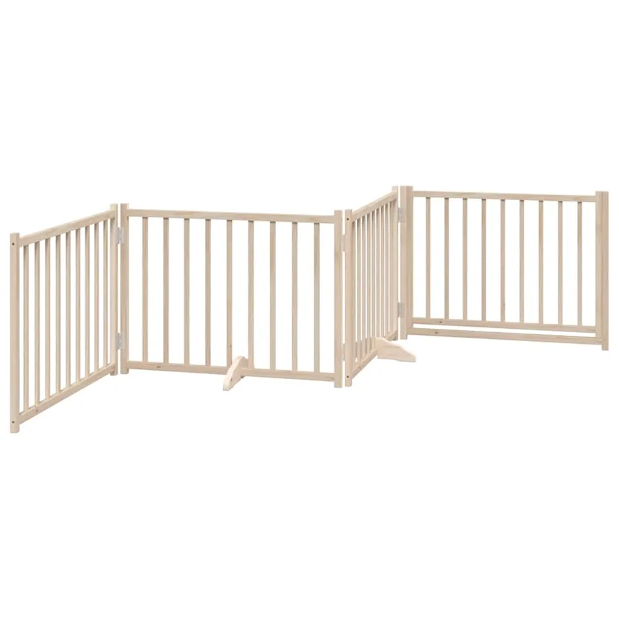 Barrière pour chiens avec porte 4 panneaux bois de sapin massif - 6