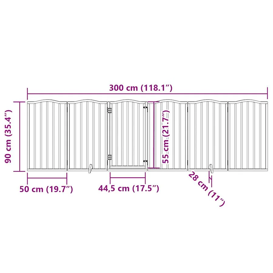 Barrière pour chiens avec porte 6 panneaux bois de peuplier - 11