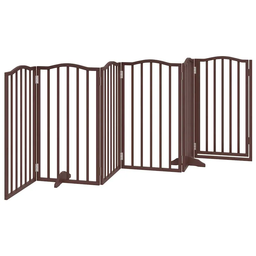 Barrière pour chiens avec porte 6 panneaux bois de peuplier - 6